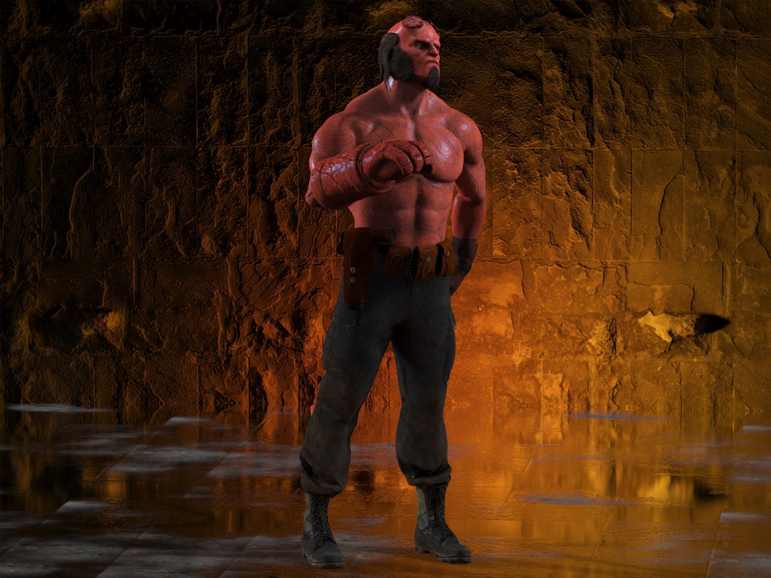 Hellboy Low-poly 3D model_29