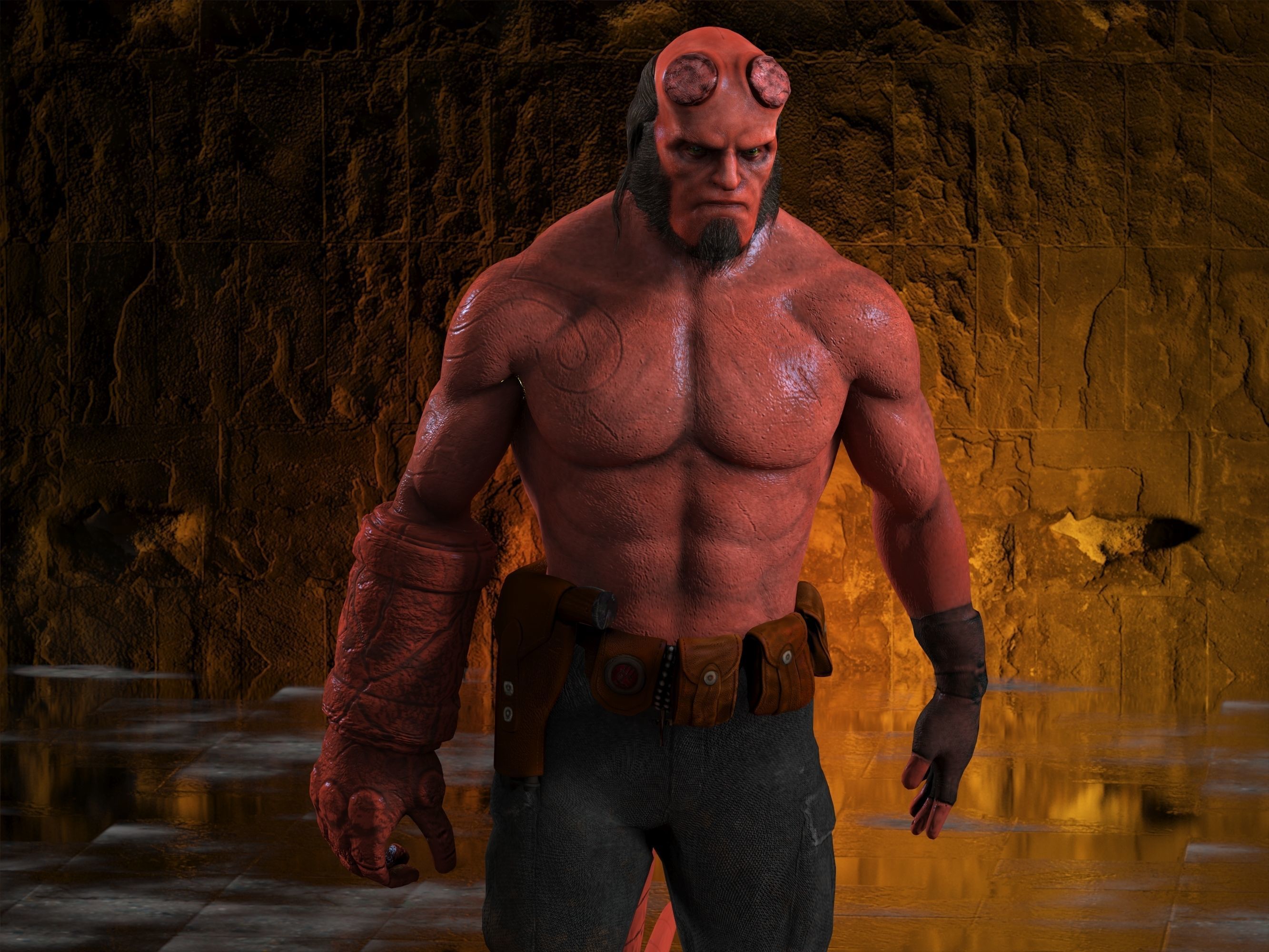 Hellboy Low-poly 3D model_3