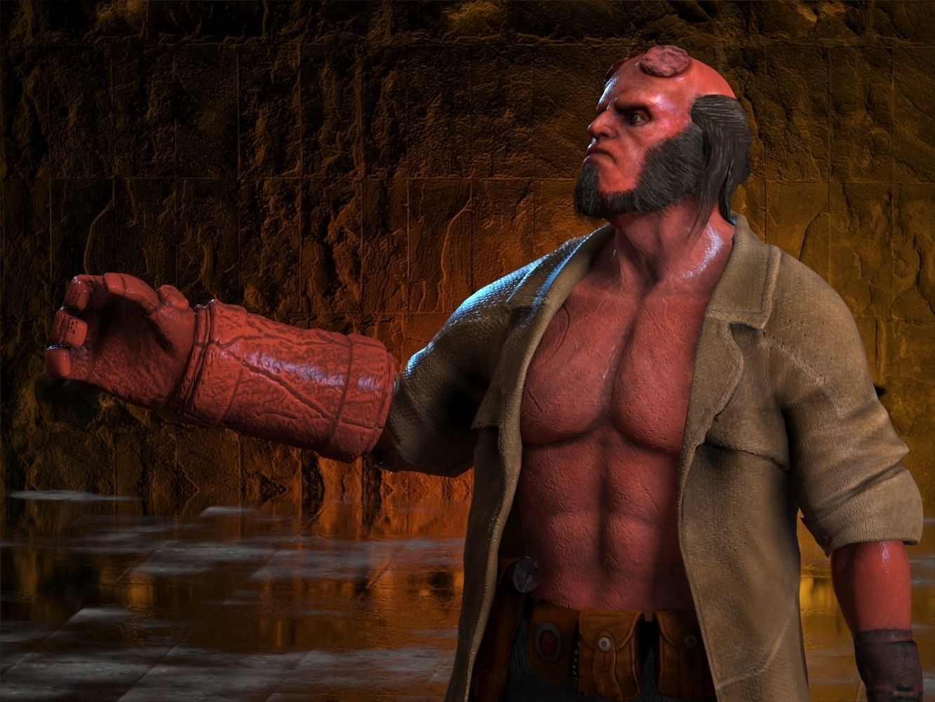 Hellboy Low-poly 3D model_4