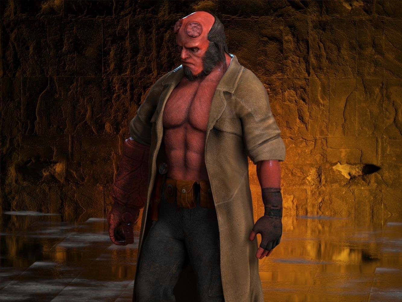 Hellboy Low-poly 3D model_10