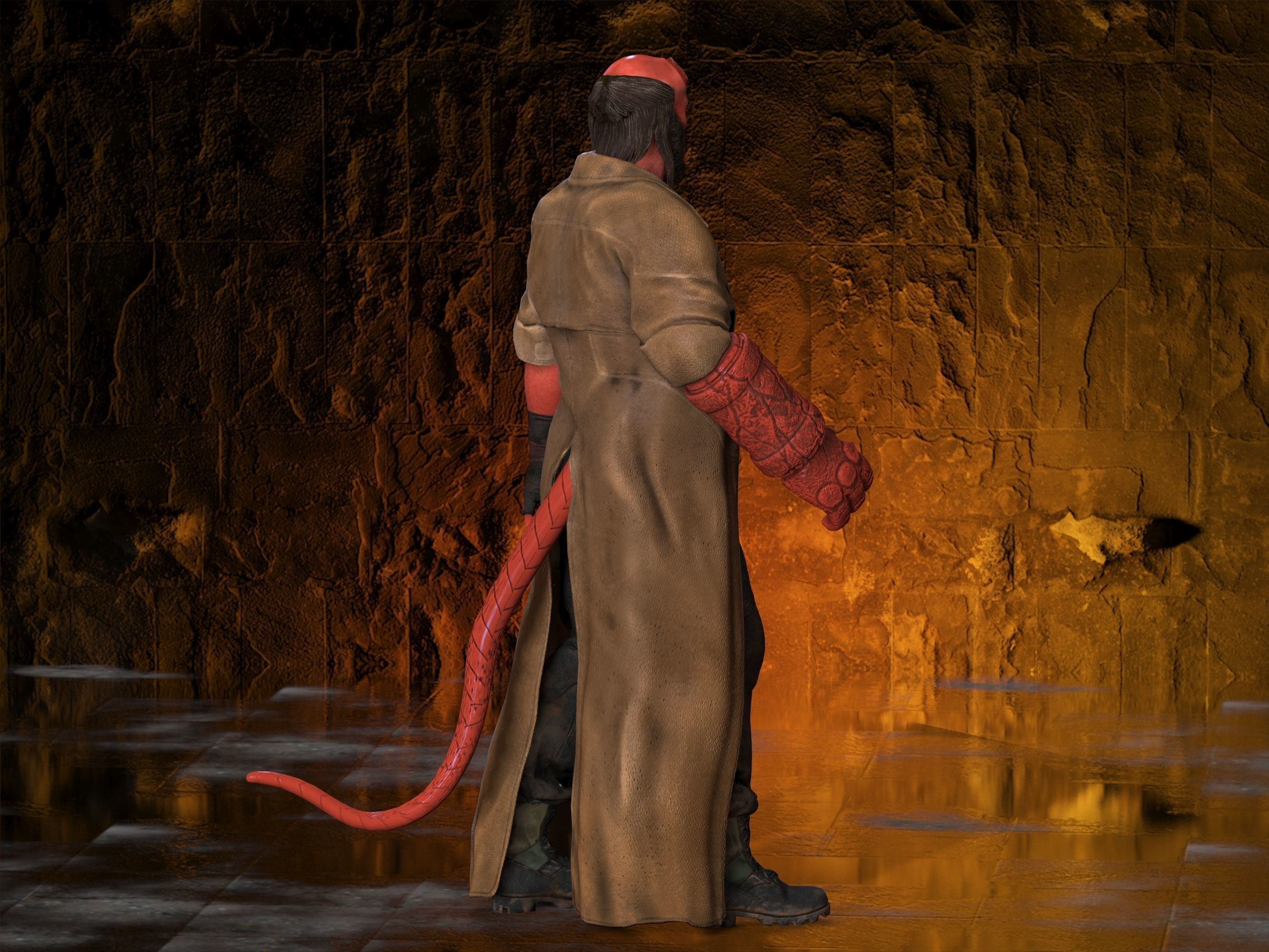 Hellboy Low-poly 3D model_21