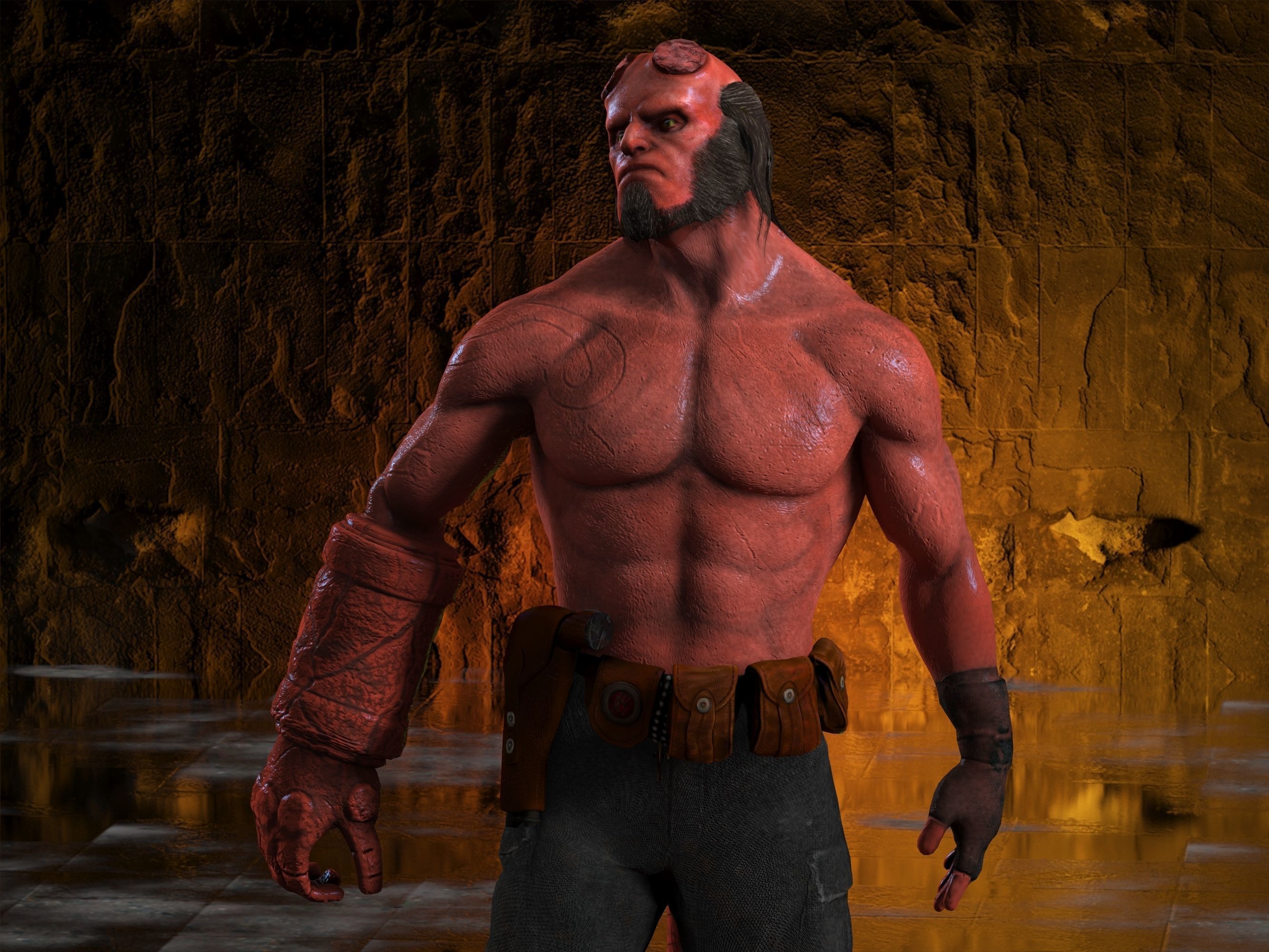 Hellboy Low-poly 3D model_11