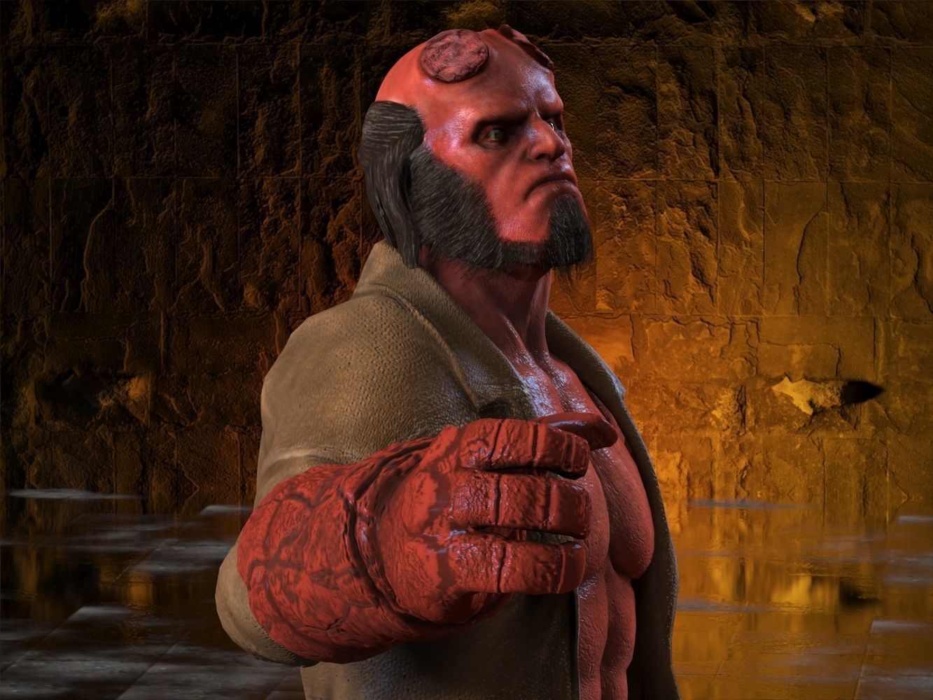 Hellboy Low-poly 3D model_6