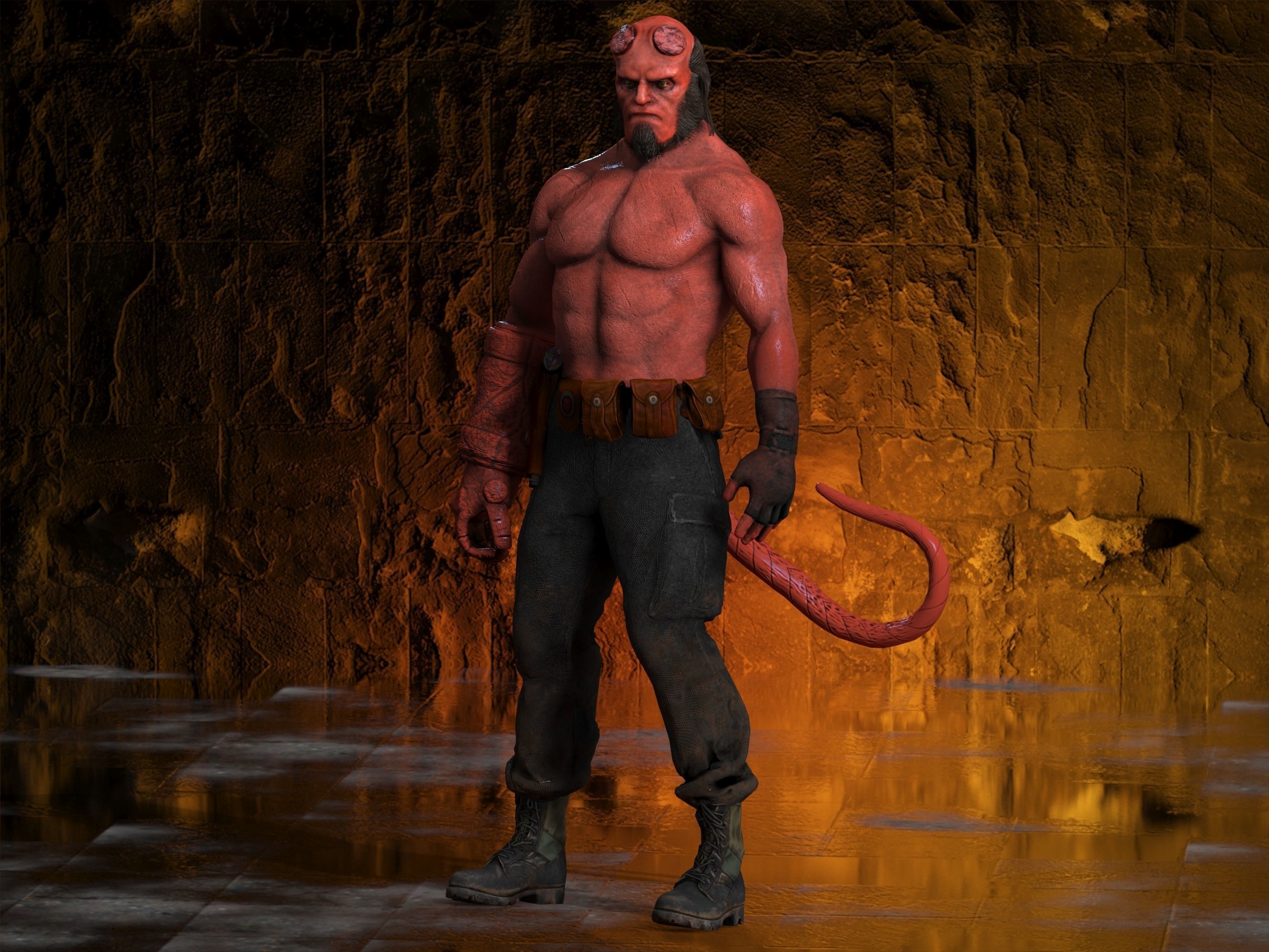 Hellboy Low-poly 3D model_30