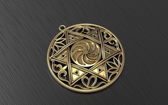 Pendant Star Of David With Ornaments 3D print model