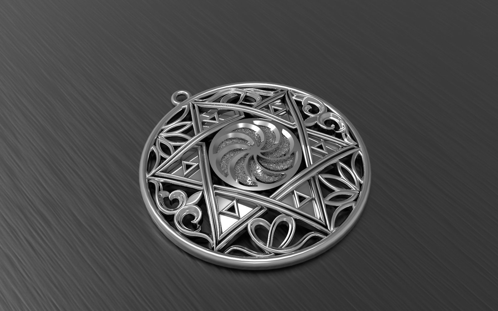 Pendant Star Of David With Ornaments 3D print model_5