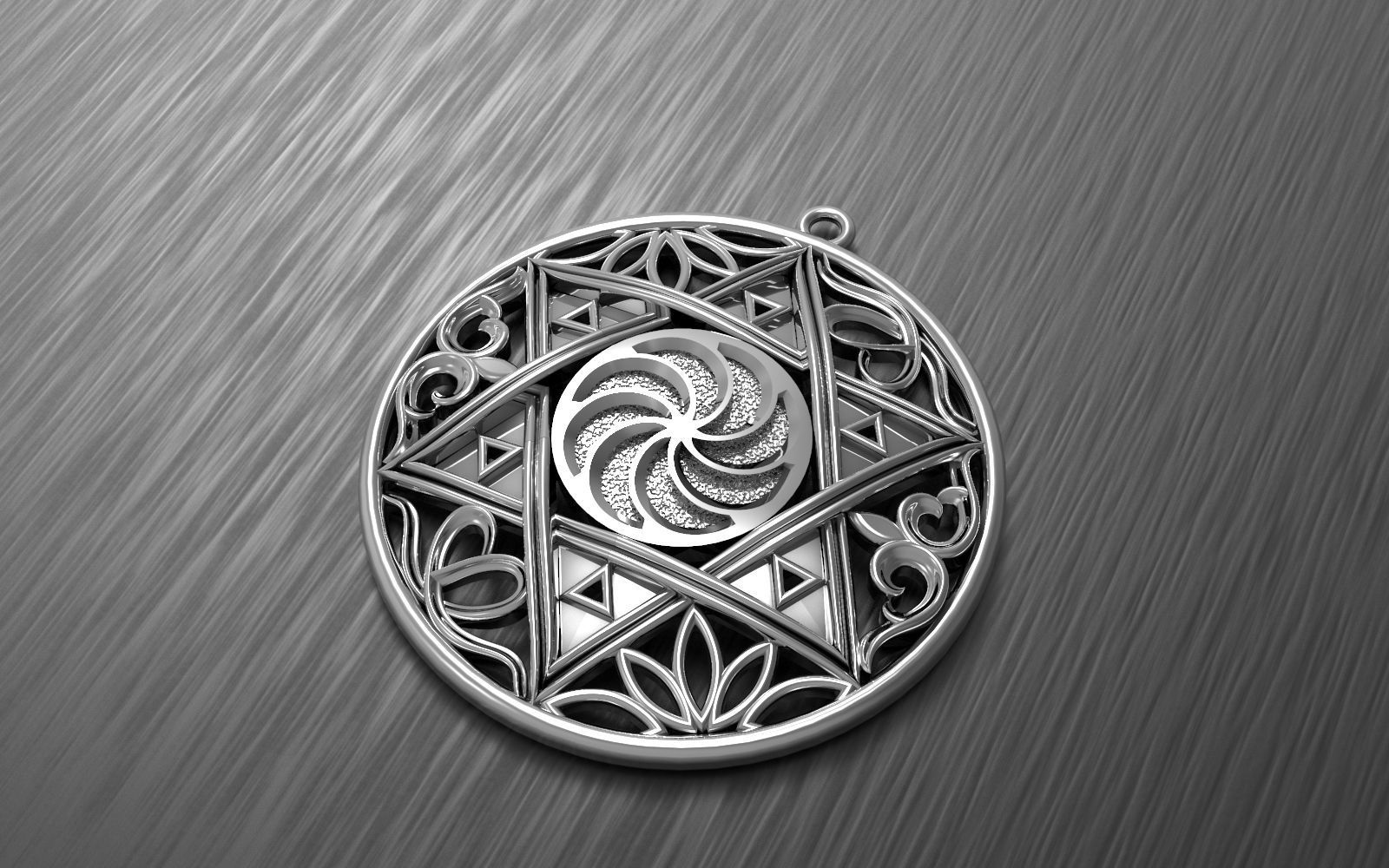 Pendant Star Of David With Ornaments 3D print model_2