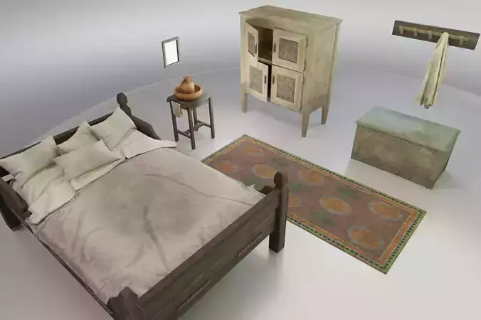 Rustic Bedroom Furniture Set 3D Model Collection
