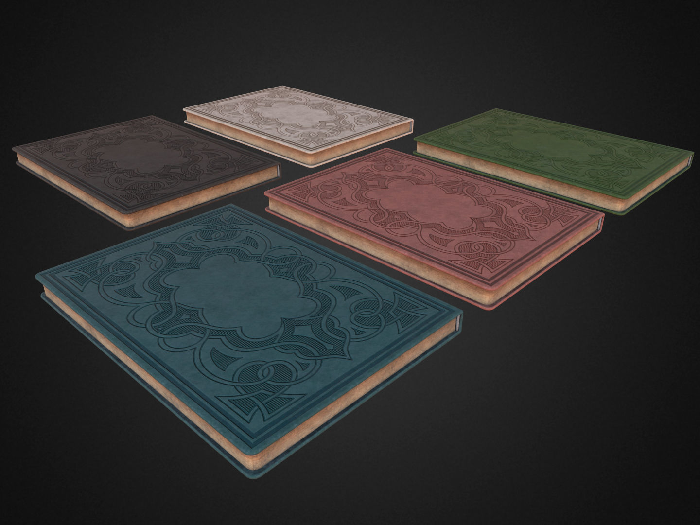 5 Notebooks Pack Low-poly 3D model_3