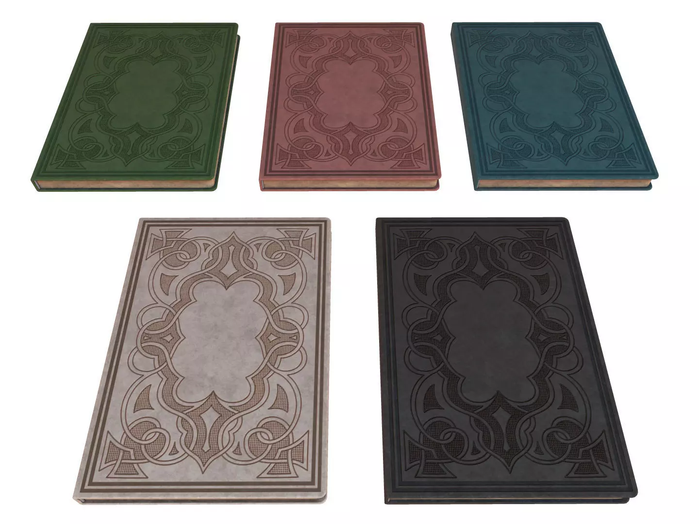 5 Notebooks Pack Low-poly 3D model_0