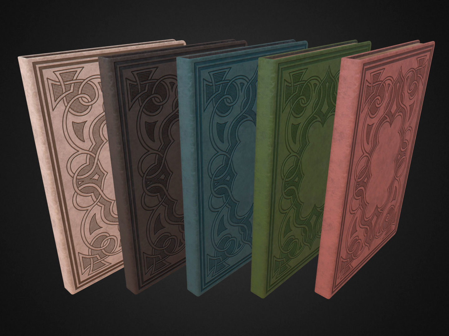 5 Notebooks Pack Low-poly 3D model_4