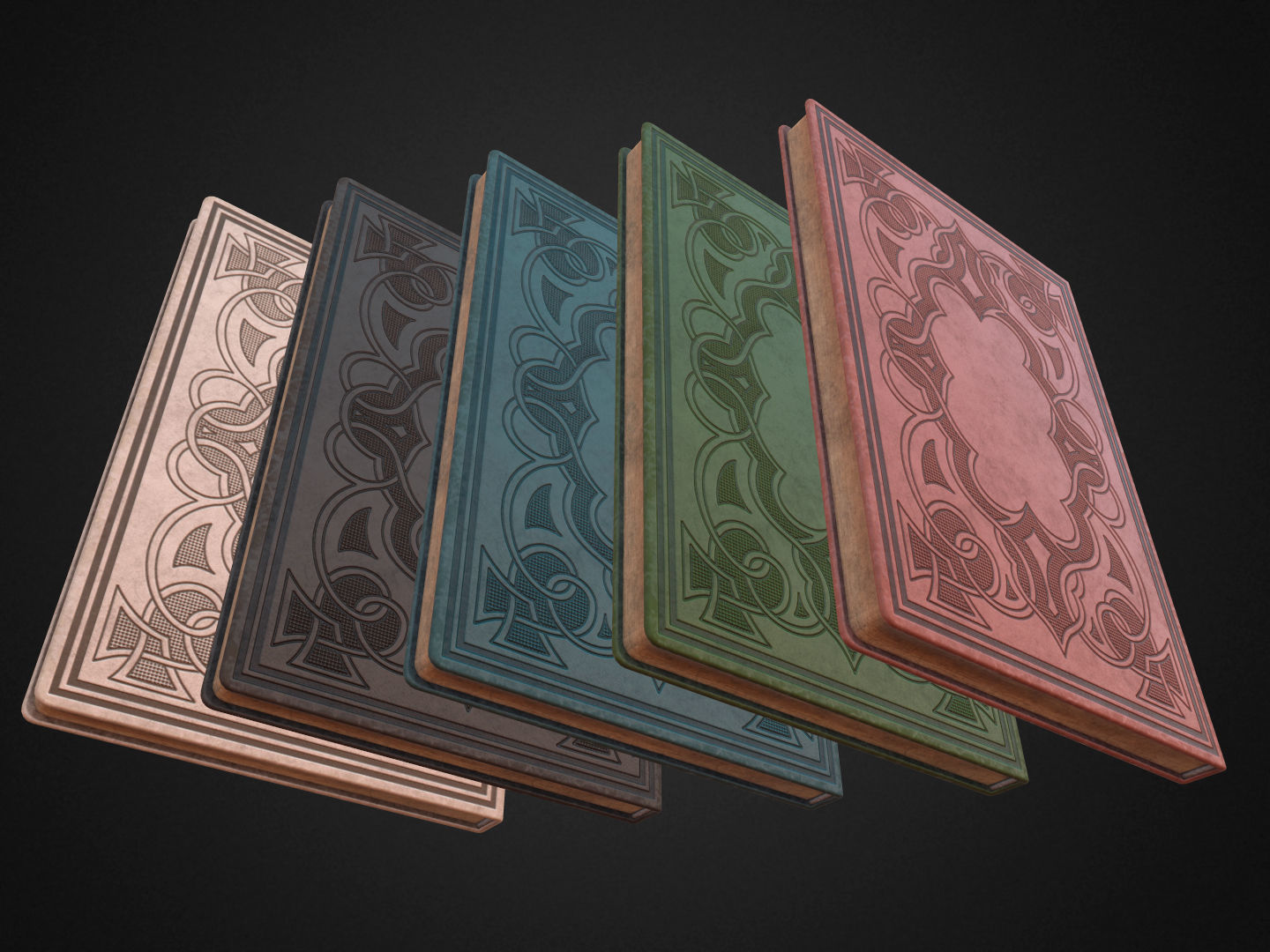 5 Notebooks Pack Low-poly 3D model_8