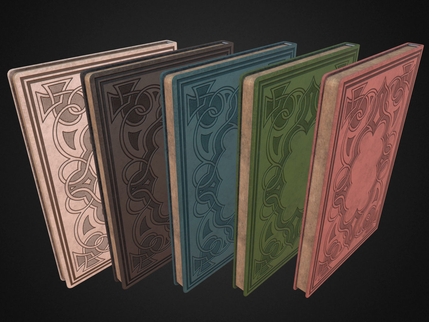 5 Notebooks Pack Low-poly 3D model_6