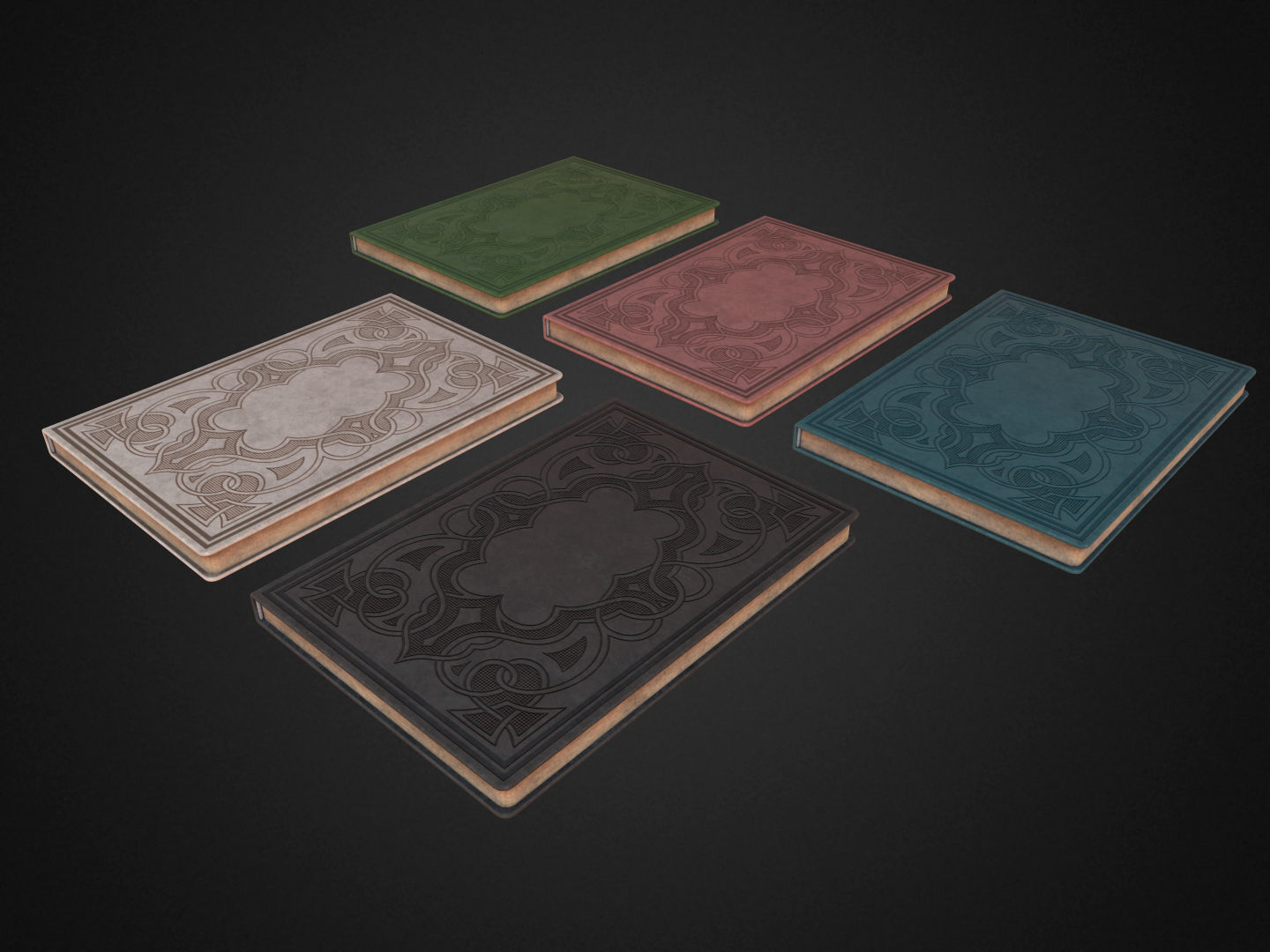 5 Notebooks Pack Low-poly 3D model_2