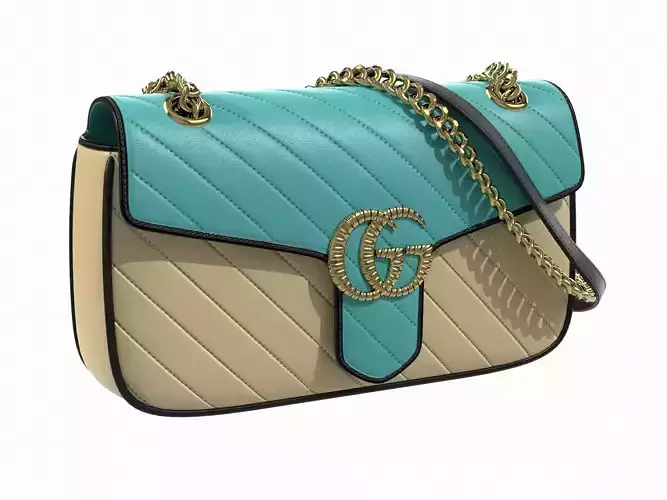 Gucci GG Marmont Bag Blue Beige Low-poly 3D model