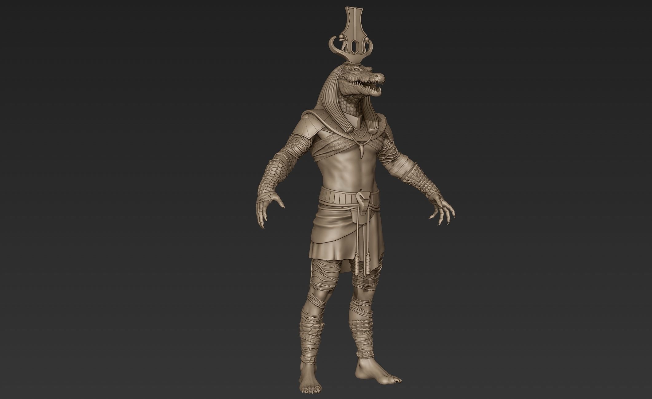 Sobek egyptian warrior 3D model_1