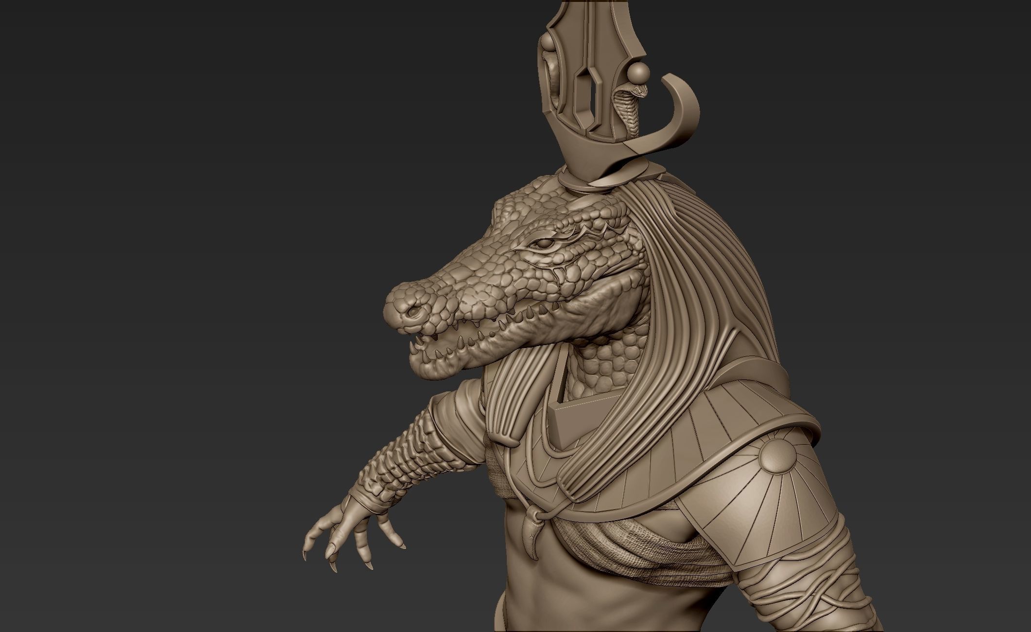 Sobek egyptian warrior 3D model_13
