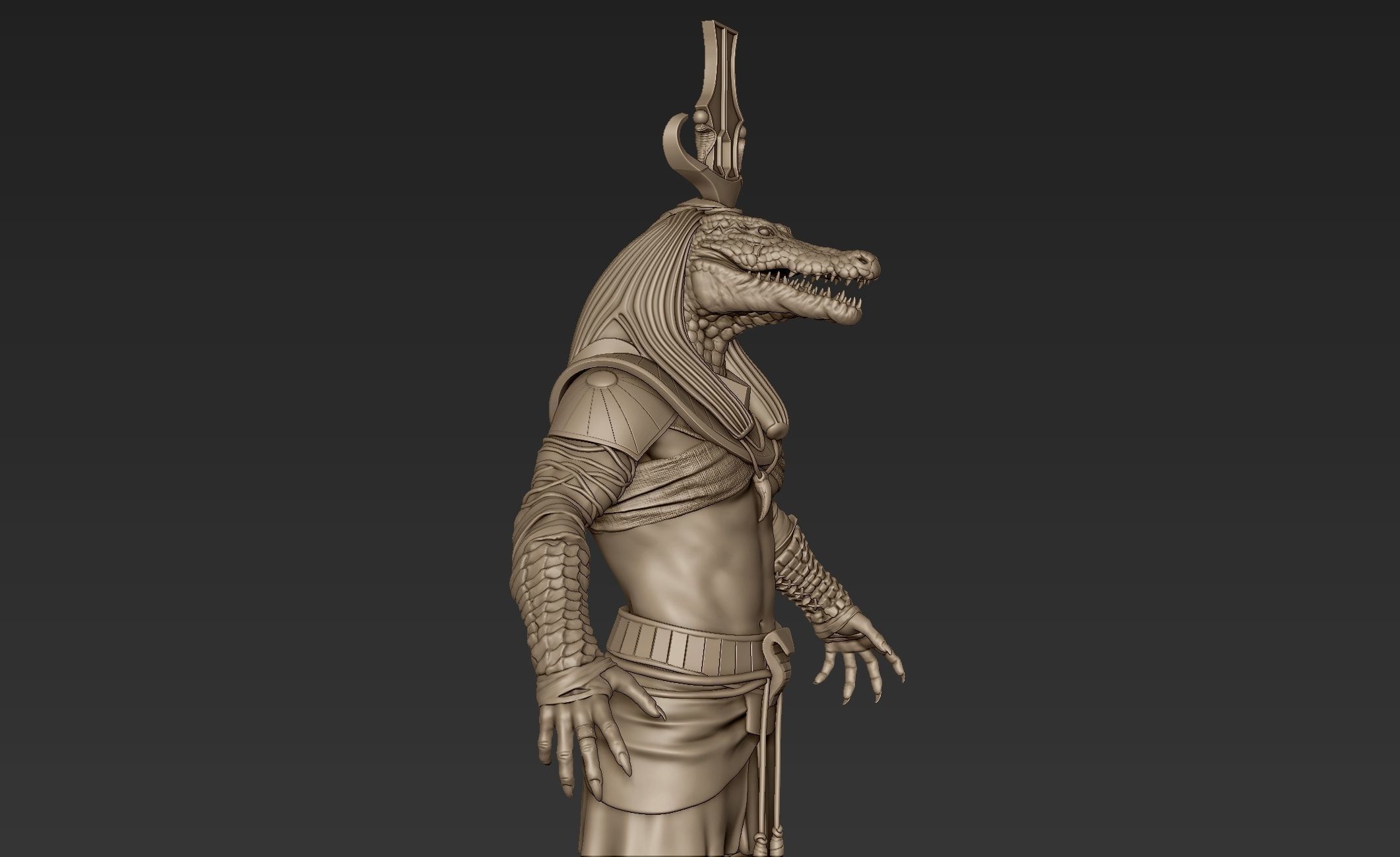Sobek egyptian warrior 3D model_10