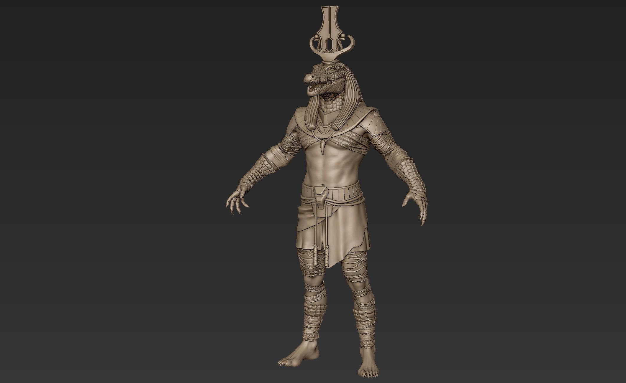Sobek egyptian warrior 3D model_3