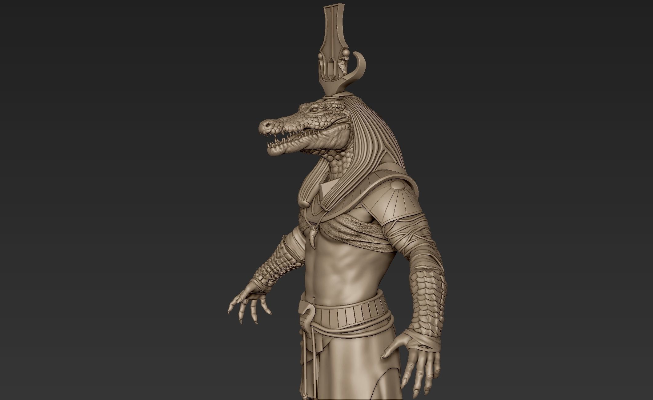 Sobek egyptian warrior 3D model_4