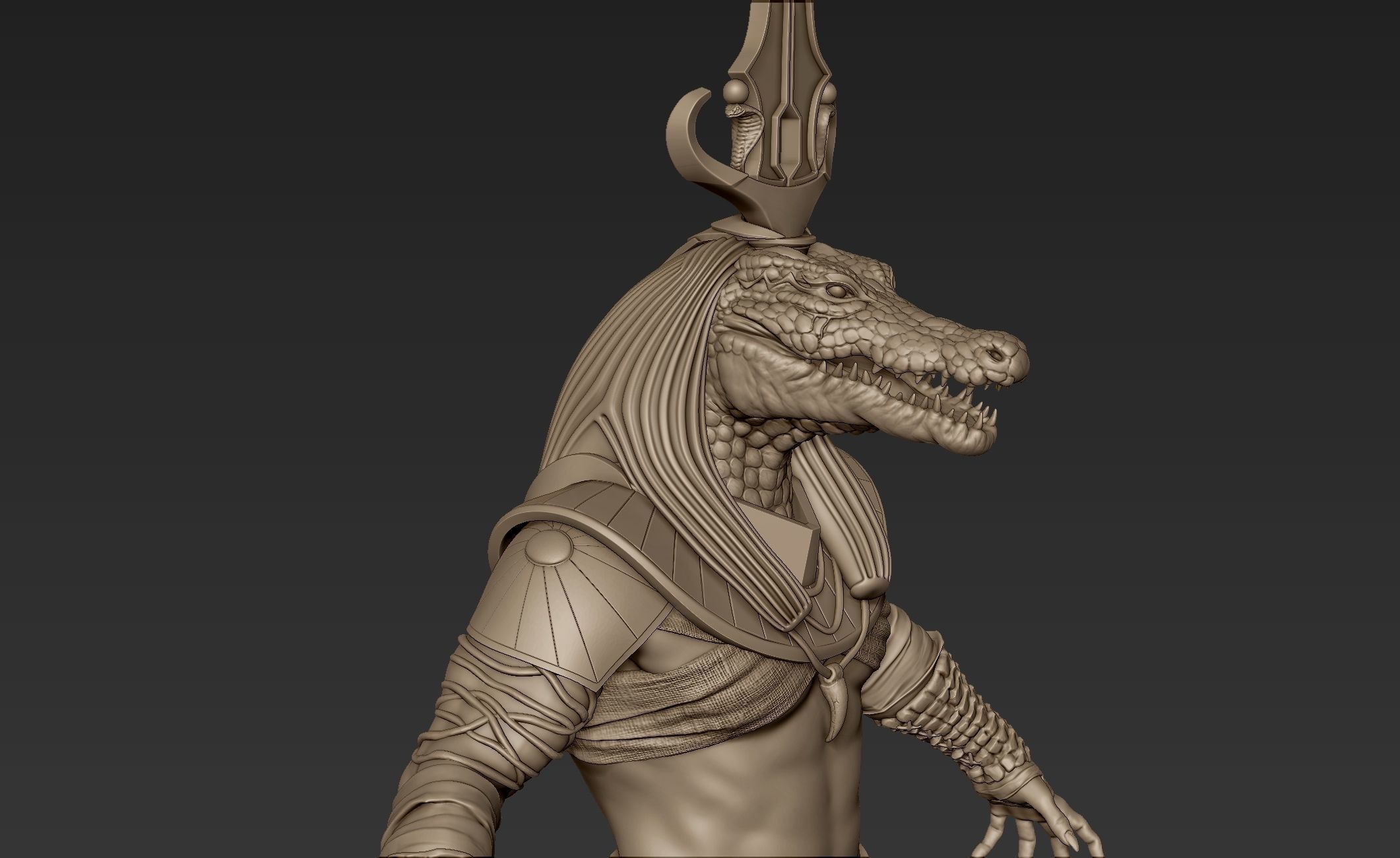 Sobek egyptian warrior 3D model_11