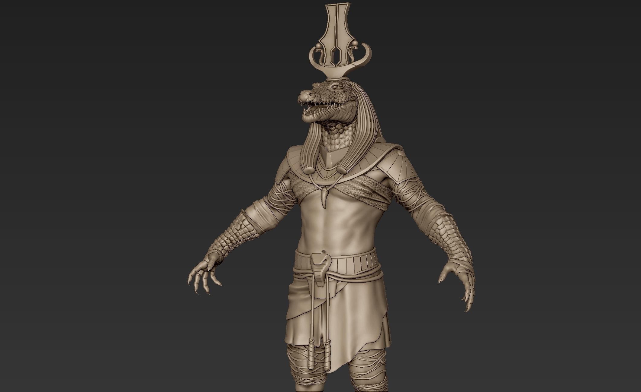 Sobek egyptian warrior 3D model_2