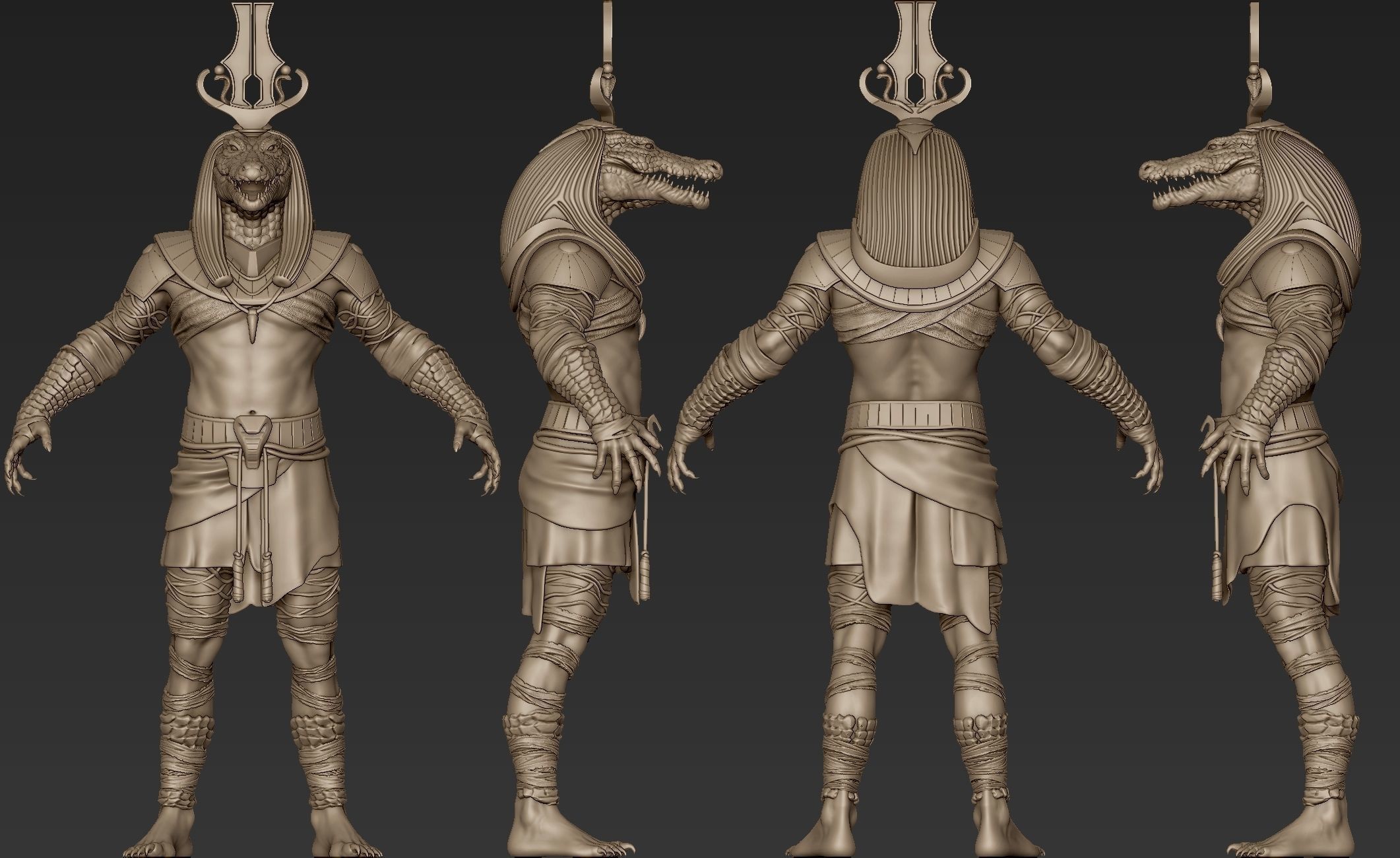 Sobek egyptian warrior 3D model_17