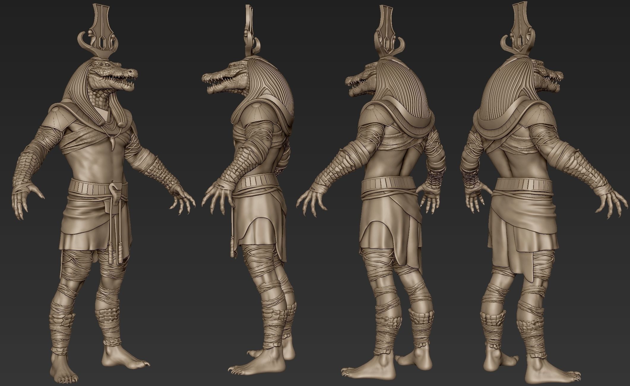 Sobek egyptian warrior 3D model_16