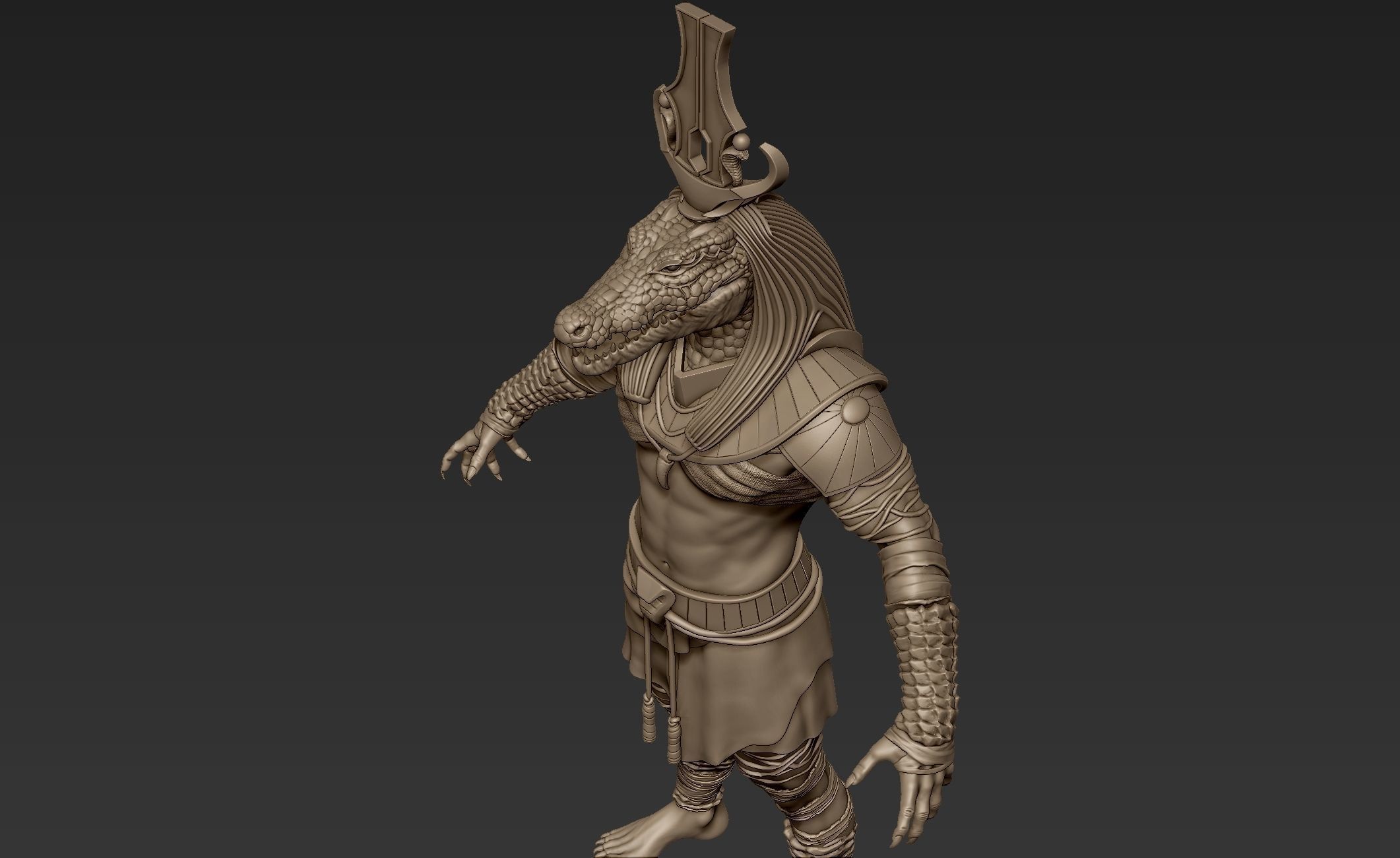 Sobek egyptian warrior 3D model_15