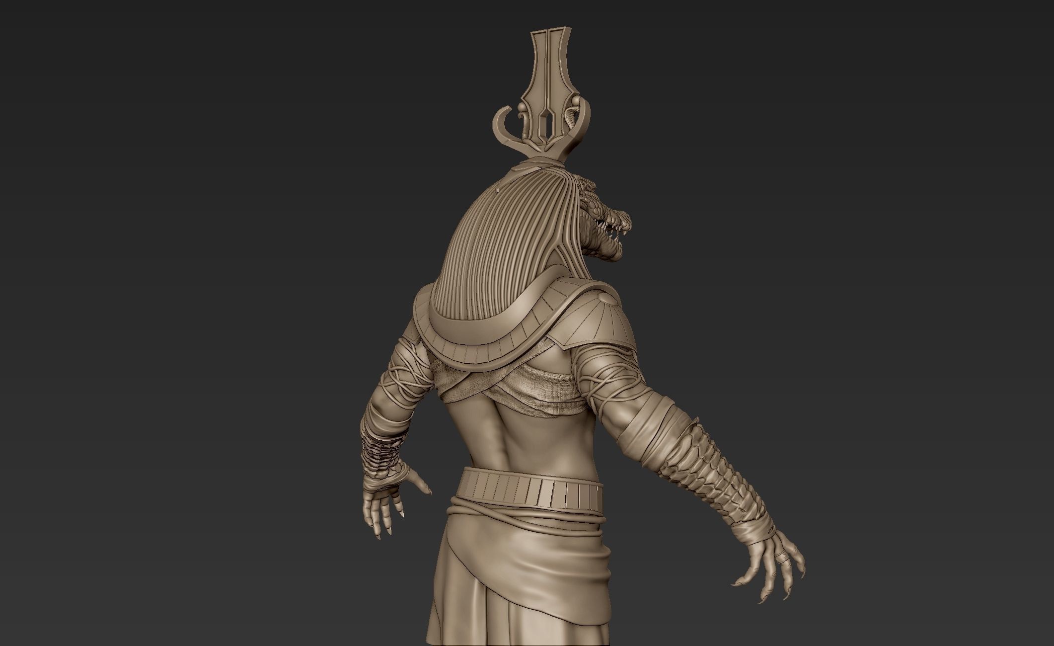 Sobek egyptian warrior 3D model_9