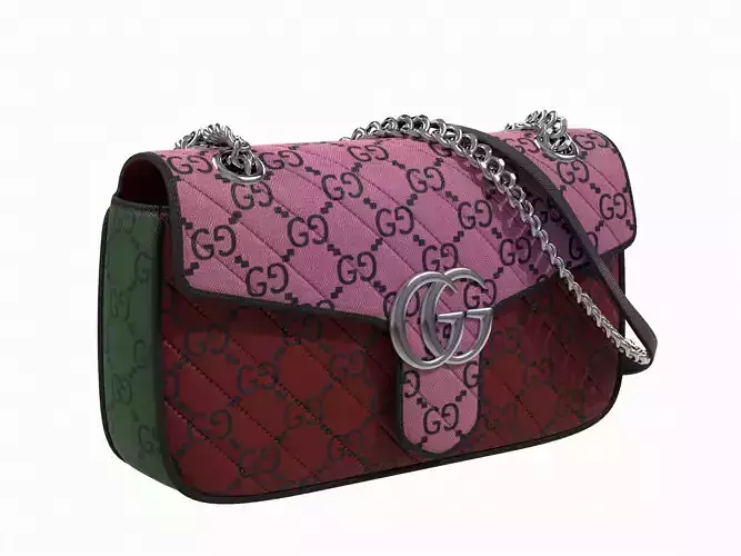 Gucci GG Marmont Bag Fabric Multicolor Low-poly 3D model