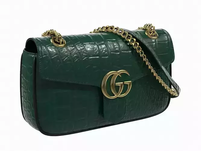Gucci GG Marmont Bag Green Crocodile Low-poly 3D model