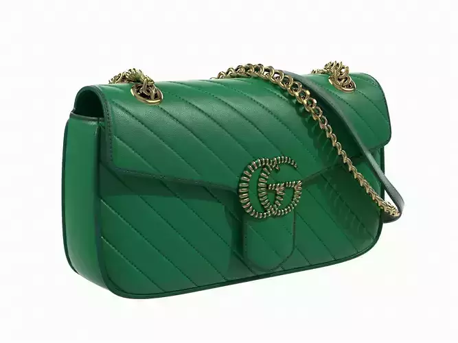 Gucci GG Marmont Bag Green Low-poly 3D model