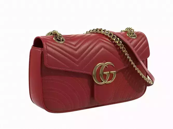 Gucci GG Marmont Bag Red Low-poly 3D model