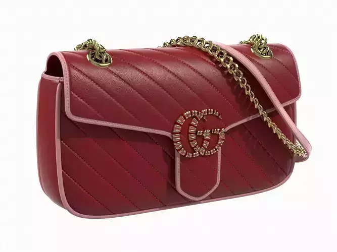 Gucci GG Marmont Bag Red Pink Low-poly 3D model