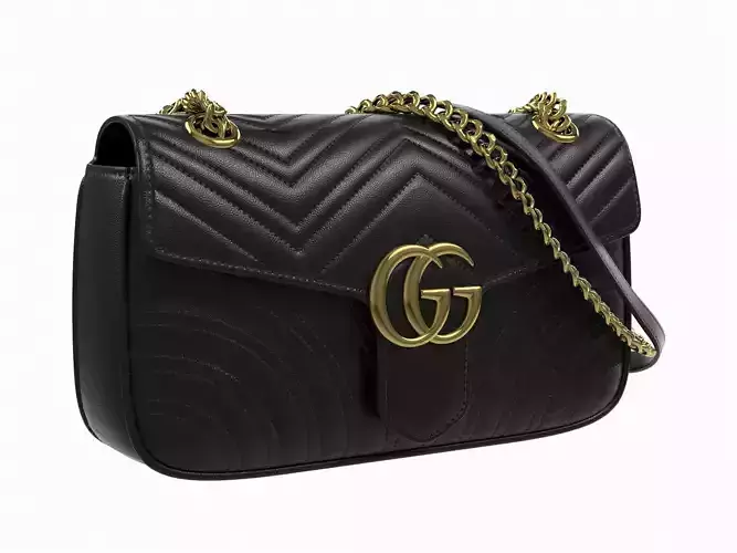 Gucci GG Marmont Bag Black Low-poly 3D model