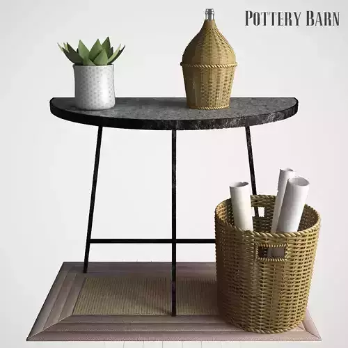 Pottery barn Quinton Galvanized Demilune Console Table 3D model