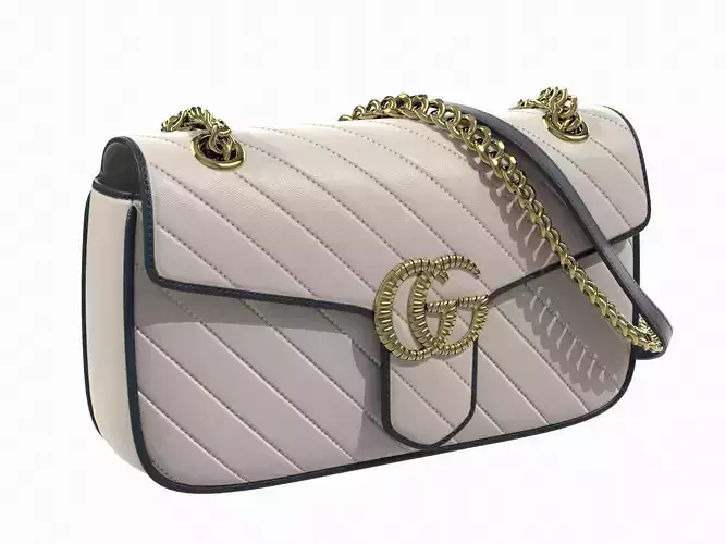 Gucci GG Marmont Bag White Low-poly 3D model