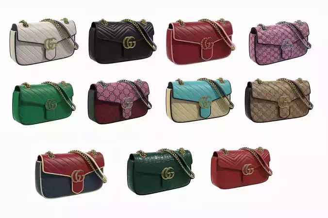 Gucci GG Marmont Small Bags 3D Model Collection