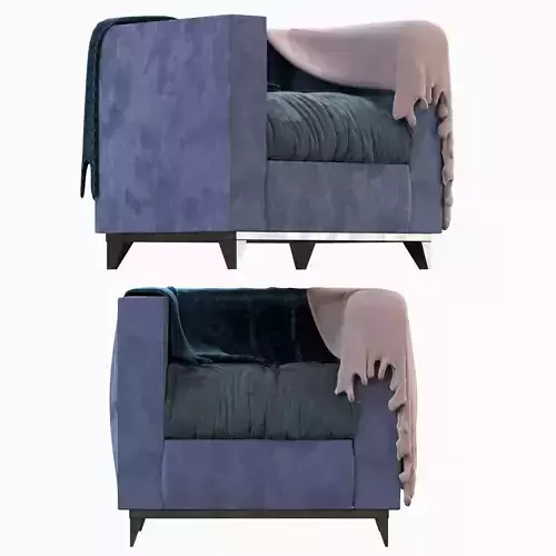 armchair chair with blanket 3D model