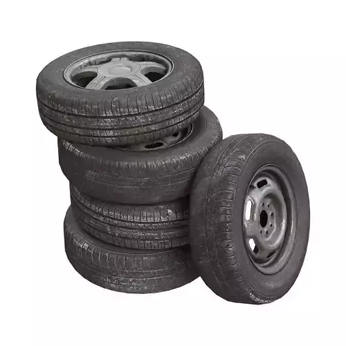 Old wheels for car PBR 3D model
