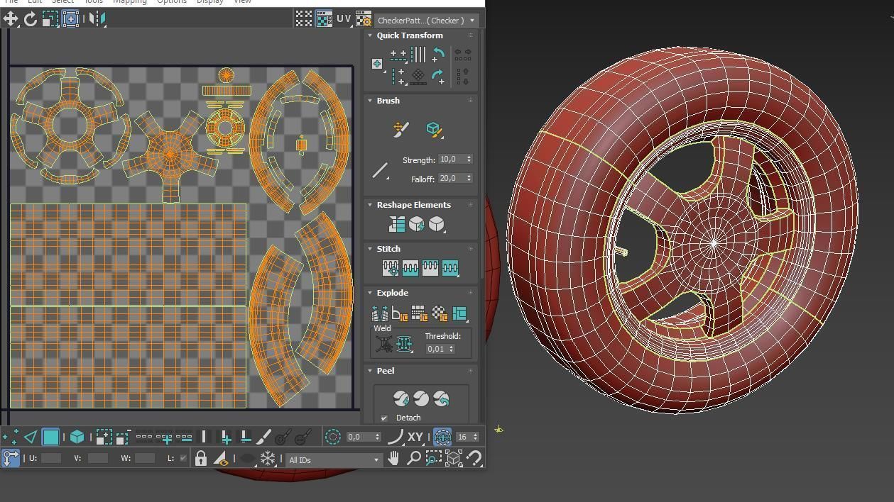 Old wheels for car PBR 3D model_10