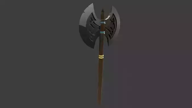 Low poly medieval battle axe 