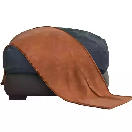 armchair ottoman with blanket 3D model