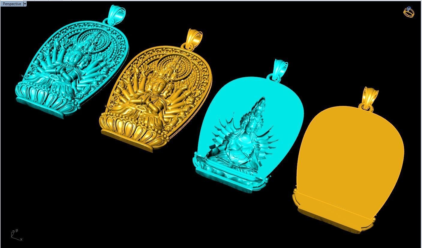 Guan Yin thousand eyes hands - Avalokistesvara Buddha pendant 3D Model Collection_2