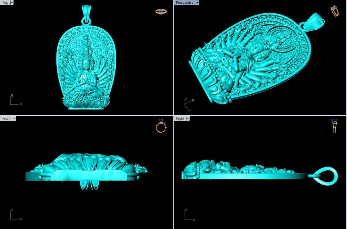 Guan Yin thousand eyes hands - Avalokistesvara Buddha pendant 3D Model Collection_4