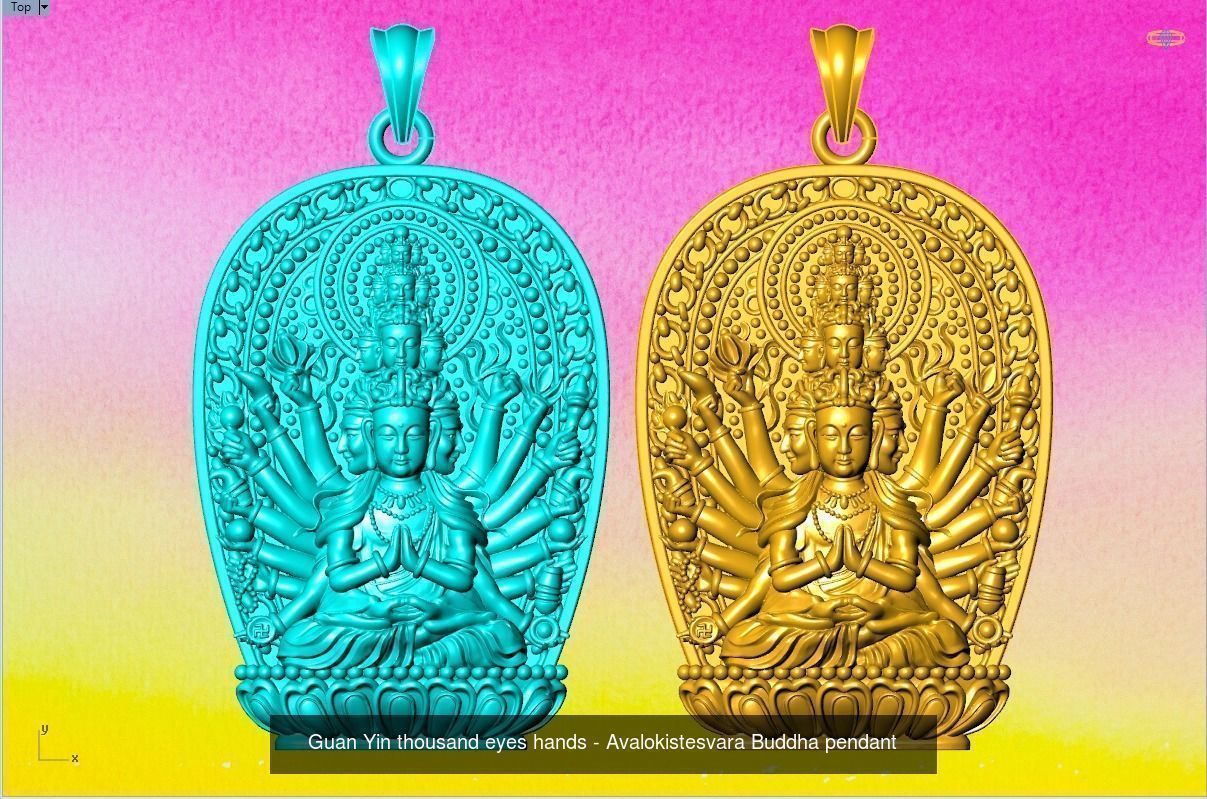 Guan Yin thousand eyes hands - Avalokistesvara Buddha pendant 3D Model Collection_1