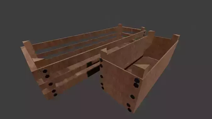 low poly medieval crates large and small
