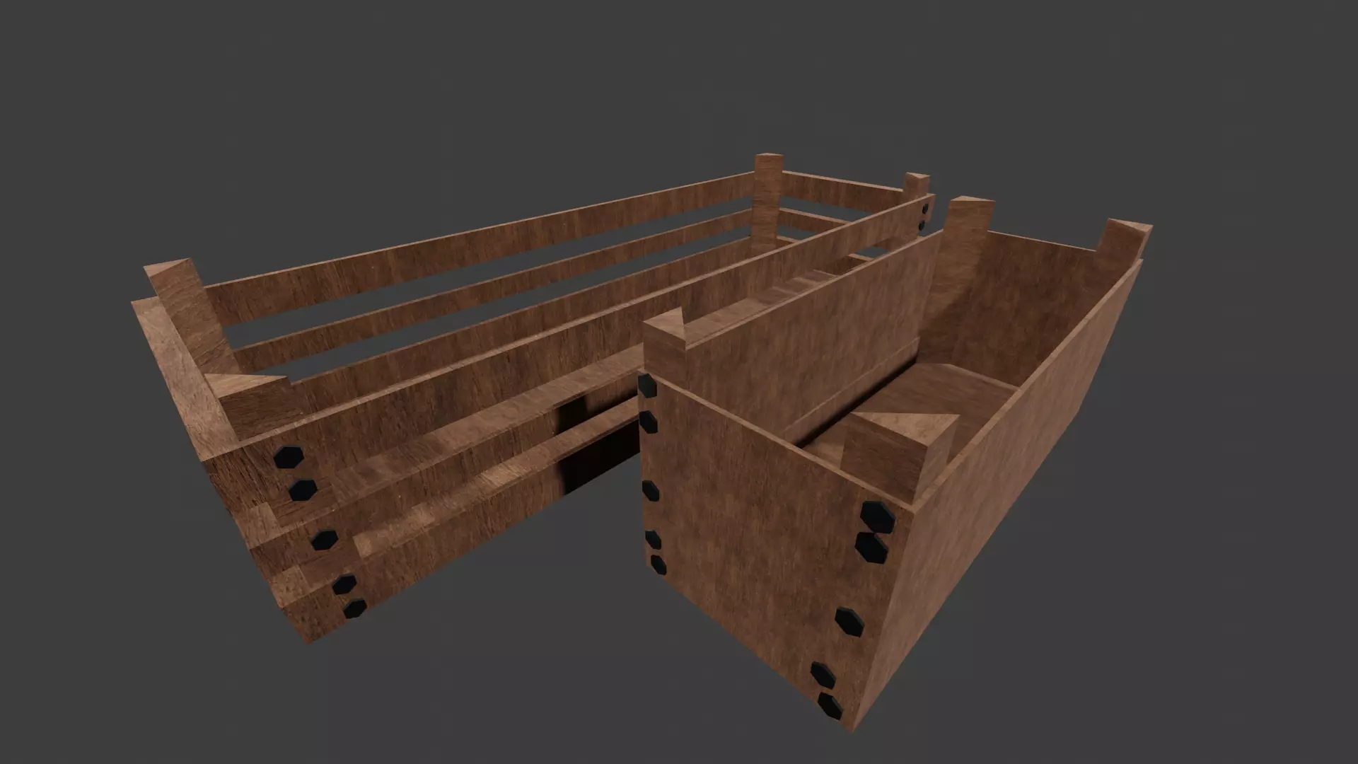 low poly medieval crates large and small Free low-poly 3D model