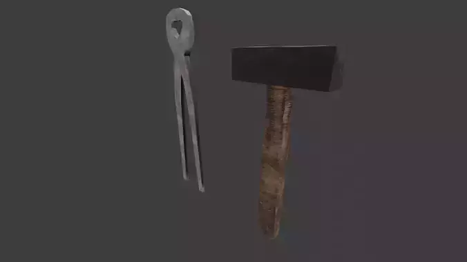 low poly medieval tools